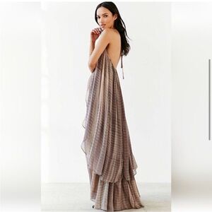 RAGA Women's S Aphrodite Maxi Multi-Color Boho Halter Dress w/Beaded Collar NWT